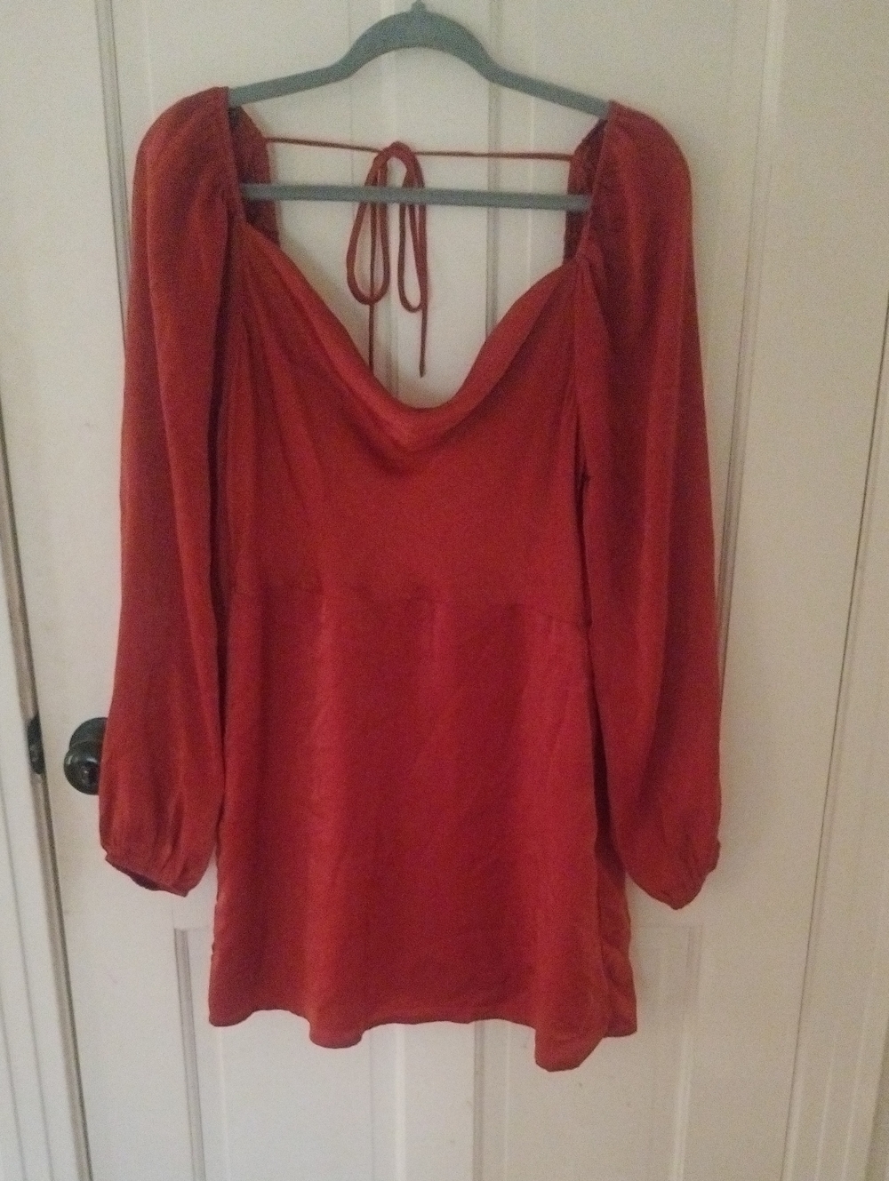 Forever 21 Rust Red Long Sleeve Mini Dress with Draped Back